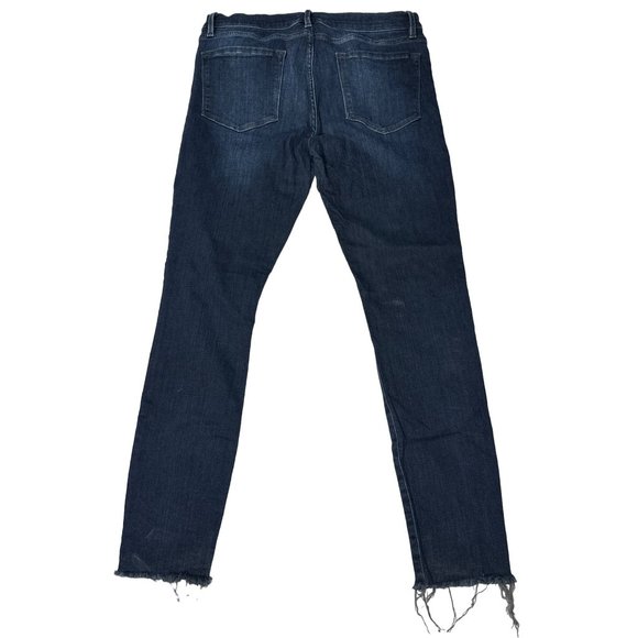 Frame Jeans Womens 30 Blue Denim Dark Wash Le Skinny De Jeanne Raw Edge Hem - Picture 3 of 11